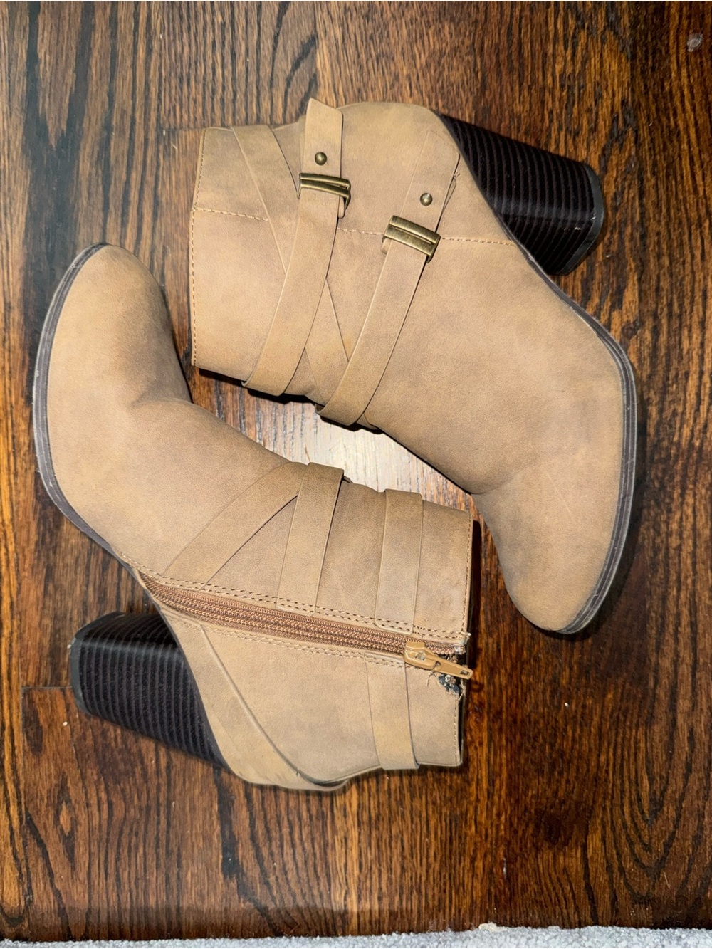 Charlotte Russe Taupe Strappy Ankle Booties